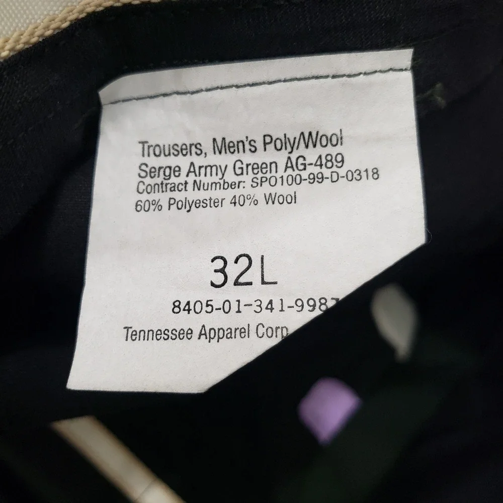 Vintage US Army Suit Green Uniform Men 42 XL 32L AG-489 Wool Coat Trousers